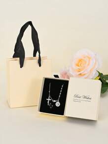 1pc 2025 New S925 Silver Non-Allergic True Platinum Plated Carved Virgin Mary Cross Jesus Handmade Bracelet With Luxury Drawer Gift Box, Suitable For Mothers/Girlfriends/Friends/Godparents, Catholic First , Daily And Festival Prayer Wearing - White - View 3