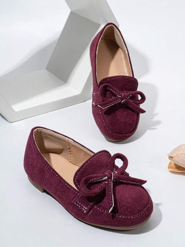 Toddler Girls' Soft Cloth Fabric Bow Decor Versatile Simple Elegant Flat Shoes