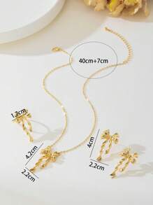 Set de 4 piezas de joyas de aleación de zinc con diseño de lazo elegante, apropiado para el uso diario de las mujeres