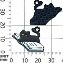 5/10 件黑白珐琅猫饰物卡通书饰动物可爱猫饰物吊坠可制作珠宝钥匙扣手链配饰 - 黑與白 - 查看 18