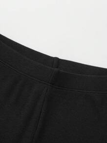 Balabala 女孩舞蹈打底褲，五點夏季褲，輕便舒適，2025 - 黑色 - 查看 3