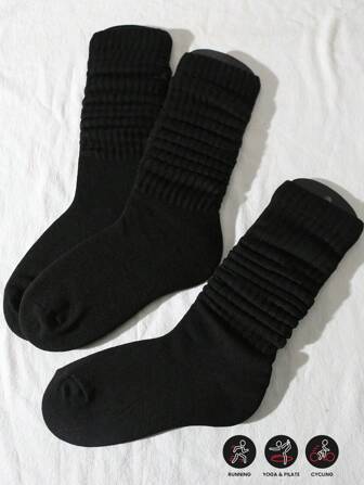 3 par enfärgade plyschstrumpor för kvinnor (utan sockkartong)