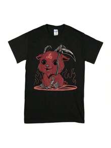 Kawaii Goth Satanic Baby Baphomet Unisex T-Shirt, Kawaii Occult Xqhfknz Gothic Designs - Black - View 1