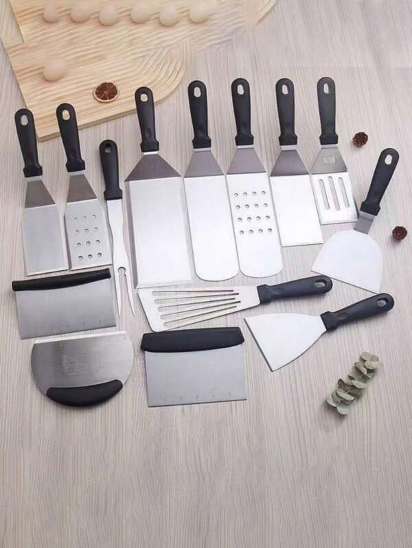 Spatule à steak en acier inoxydable pour barbecue, pinces pour grillades Hibachi et crêpes, pelle épaisse pour servir la pizza. Ustensiles de cuisine
