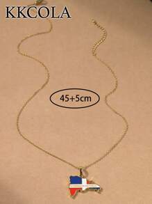 1 chiếc vòng cổ mặt dây chuyền hình bản đồ Cộng hòa Dominica thanh lịch, dài 50cm, trang sức thời trang, quà tặng cho tiệc tùng, lễ hội, trang phục hàng ngày - Vàng - Xem 5
