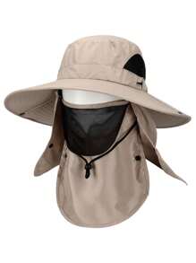 3-In-1 Outdoor UV Sun Protection Wide Brim Fishing Cap Bucket Hat With Removable Flap - 卡其色 - 查看 2