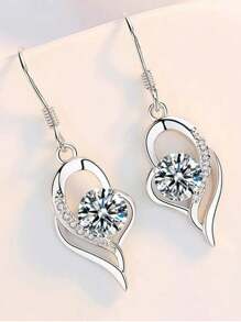 1 Pair Fashionable Creative Sparkly Niche Heart Design Bohemian Style Dangle Earrings, Suitable For Women's Daily Wear - Korvakorut - Näytä 3