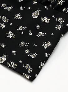 女式法式复古方领灯笼袖修身衬衫 - 黑色 - 查看 6