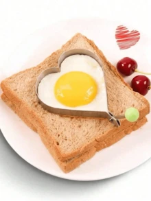 Stainless Steel Fried Egg Mold Set - Heart Shape Pancake Egg Ring, Sandwich Maker Mold Tools - Multicolor - View 3