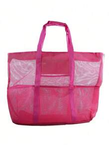 大容量网状单肩包，轻便可折叠沙滩包，便携式旅行包