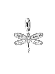 1 st. Modieuze 925 Sterling Zilveren Familie & Liefde Libelle Micro Geplaveide Zirkonia DIY Hanger, Kralen Sieraden, Herinneringscadeau Voor Dagelijks Gebruik