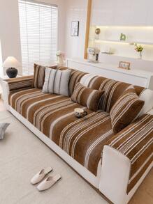 1 件雪尼尔沙发套，防滑沙发垫，适合所有季节 - 咖啡棕 - 查看 4