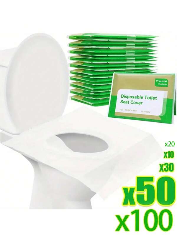 100pcs Quick-Dissolving Toilet Seat Covers - Sanitary Protection For Adults & Potty Training - Travel Companion For Public Restrooms, Airplanes, & Camping - Ultra-Convenient, Reusable-Feel, Safe For Plumbing Bathroom Decor Summer