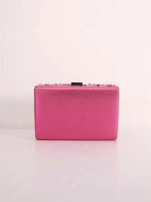 多功能树脂水晶小方形斜挎包，优雅时尚，适合派对和日常休闲使用 - 玫紅色 - 查看 4