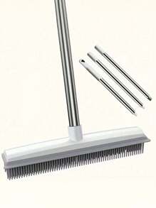 1支软毛扫帚，室内地板刷，适用于地毯、宠物毛发、猫狗毛发，可用于浴室、家居清洁和个人护理。 - 白色 - 查看 1