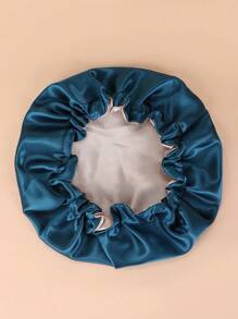 1pc Elastic Solid Color Simple Beanie Hat, Casual Everyday Wear - Ha Qing + Gold - View 3