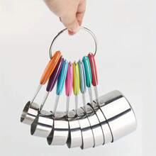 8/13/17 件套装，量杯和量匙套装，不锈钢量杯和量匙套装，双面磁性量匙套装，带间隙刻度量杯和量匙套装，适用于干性和液体成分 - 厨房工具 - 烘焙用品