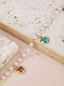 1 件时尚优雅仿珍珠心形脚链