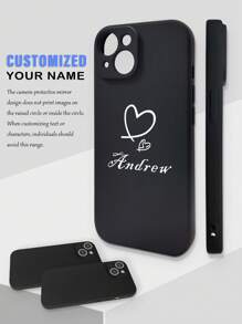 Coque de téléphone personnalisée, coque de téléphone personnalisée avec nom, coque de téléphone avec initiale, coque de téléphone en silicone personnalisable, coque de téléphone personnalisée avec nom en forme de cœur, compatible avec les coques de téléphone , Apple, Galaxy, compatible avec 16, 16 Pro Max, 16 Pro, 16 Plus