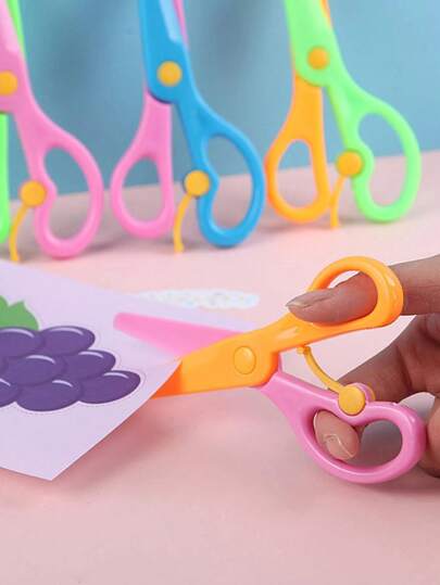2pcs/4pcs Plastic Safety Scissors, Non-Pinch Scissors, Suitable For Student Handicraft Training, Dual-Color Preschool Children's Paper Cutting Craft Materials (Random Color), Suitable For Boys And Girls