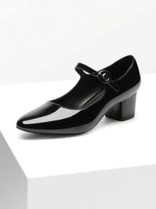 Women's Chunky Heels Mary Jane Pumps Round Closed Toe Simple & Basic Fashionable Comfortable Party Dress Office Shoes - màu đen - Xem 5