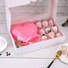 10 Pcs 12 X 8 X 2.5inch Bakery Boxes With Window Large White Cookie Boxes Auto-Popup Treat Boxes For Pies Cakes Muffins Donuts And Pastries