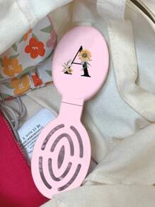 A-Z Daisy Flower Pattern Pink Portable Hollow Comb With Makeup Mirror, All-In-One Foldable Mirror Comb - Portable Tabletop Modern Makeup Tool, Travel Essential, Folding Comb With Makeup Mirror, Convenient To Carry,Giveaways,Travel,Cheap Stuff,Travel Essential - Pink - View 10