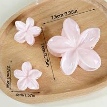 3 件套渐变色芙蓉花塑料发夹，1 个大号和 2 个小号，优雅多用途，适合日常、休闲、派对、通勤、假日发型发夹爪夹发夹发夹发夹