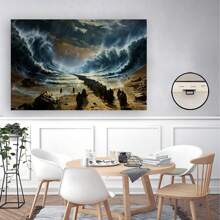 Framed Inspirational Moses Canvas Art Room Decor Moses Parts The Red Sea- Inspirational Christian Canvas Art, Wall Decor For Living Room, Bedroom, Bathroom, Perfect For Room Decor, Holiday Gifts High Quality Canvas - Framed - View 2