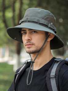 1pc Unisex Solid Color Mesh Wide Brim Bucket Hat, Breathable Sun Protection Hat For Outdoor Activities, Fishing, Hiking, Camping, Suitable For Daily Use - Solid Color - View 3