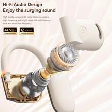 人工智能翻译耳塞实时，耳塞翻译器，语言翻译耳机，HiFi 音效，144 种语言，适用于旅行、商务、音乐、学习，适用于苹果手机、iPad、笔记本电脑，适用于 IOS、Android 用户，适合家人、朋友、孩子、生日、春天、男朋友、女朋友、节日、复活节 2034 的时尚无线耳塞带 LED 显示屏 - 触摸控制，入耳式耳机，无线耳塞运动音乐游戏 - 金色 - 查看 4