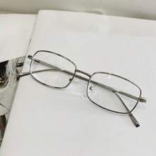 Y2K 复古小框银色眼镜，男女通用复古方形金属框眼镜 - 銀色 - 查看 3