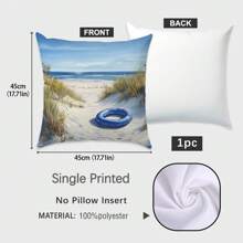 4pcs 17.7*17.7in (45*45cm) White Lifesaver, Chaise Lounge, Balloon, Lighthouse, Bicycle Printed Polyester Pillow Case [Single-Sided Print][Pillow Insert Not Included] Home Couch Bed Headrest Cushion Cover, Suitable For Daily Use, Home Decor, Living Room, Bedroom, Car