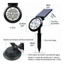 Lámpara Reflectora De Jardín,1 Lampada de Luz Solar Color Rgb para jardin - Negro - Ver 1