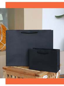 1pc Multi-Size Black Gift Bag, Holiday Gift Bag, Clothing Packaging Bag, Shopping Bag, Tote Bag