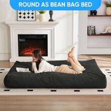 Full/Queen Size Bean Bag Chairs For Adults, 2 In 1 Bean Bag Chairs, Convertible Bean Bag With Filler For Gaming Large Foam, Bean Bags With Washable Soft Corduroy Cover For Living Room - 深灰色 - 查看 6
