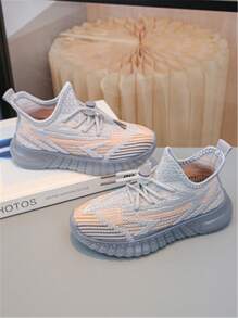 Children's Sports Running Shoes, Breathable Mesh Fabric Upper, Soft Sole Knit Running Shoes For Boys And Girls