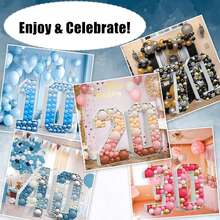 1Pc 73cm/28.7inch Digital Marquee Balloon Frame White KT Board Number 0-9 Plug-In KT Board With Bracket Party Decorative Birthday Party Anniversary Decoration - White - View 9