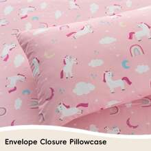 Unicorn Kids Sheet Set Twin Size, 3 Piece Twin Bed Sheet, Breathable Fitted & Flat Sheets,Deep Pocket Cozy Microfiber Toddler Bedding Set For Boys Girls - PinkUnicorn - View 6