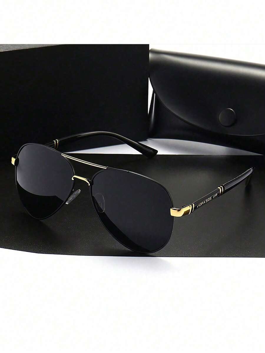 1副男士时尚眼镜，适合驾驶、骑行、户外活动、钓鱼等运动的时尚眼镜 - 金色 - 查看 1