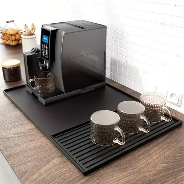Estera de silicona para café, Pad drenante multifuncional de barra de café de cocina, Bandeja separadora de mesa de café, Alfombrilla protectora para máquina de café Volver a la escuela