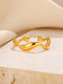1 pieza Anillo abierto de acero inoxidable de unicolor simple, unisex