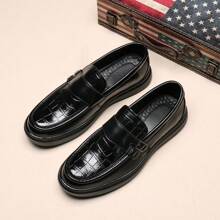 Men's Loafers, Black Leather, Tassel Decor, Classic Minimalist Design, Comfortable Breathable Slip-On, Suitable For Casual Or Formal Occasions, Outsole