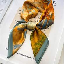 Pañuelo cuadrado de seda de 70*70cm con estampado de moda de lujo para mujeres, banda de cabello de satén suave, pañuelo, corbata, diadema femenina, foulard, cinta de bolso - A0241-30 - Ver 8