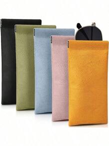 5 Packs Glasses Case Soft Eyeglass Case Portable Squeeze Top Leather Glasses Case Anti-Scratch Eyeglass Case For Women Men - 1 - Xem 1