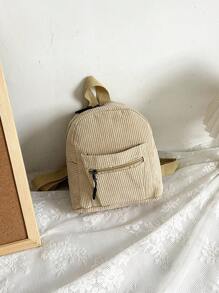 1pc Corduroy Backpack Girls Bag Version Fashionable Simple Backpack Hot Style Corduroy Backpack Cute Commuting Corduroy Small Backpack New Campus Style Girls Small Schoolbag Fashionable All-Match Mini Backpack Girl'S Bag Suitable For Outings