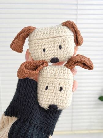 1pc Handmade Knitted Fluffy AirPods4 Case, 3D Animal Ear AirPods3 Cover, Long Ear Dog AirPods1/2 Embroidered AirPodsPro (2nd Generation) Protective Case, Compatible With Apple, Multi-Color