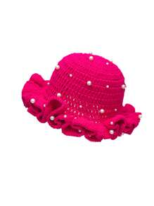 1pc/2pcs Women's Y2K Style Handmade Crochet Ruffle Edge Knitted Hat With Pearl,Hollow Knit Bucket Hat, Color Random,Suitable For Daily Wear, Photography, Party, Picnic, Outdoor,Summer,Beach - Pearl Ruffles - View 5