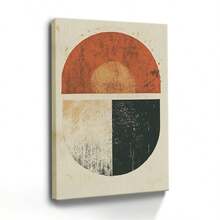 1 Pc,Muted Color Block Print Of Two Half Circles, Original, Canvas, Wall Art, Living Room Wall Decorations, Bedrooms, Bathrooms, Frame Poster Art Prints, Hanging Paintings, Home Decoration, Festivals. Home Decoration Festivals 1 - Multicolor - View 1