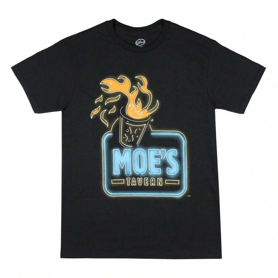Camiseta de hombre con el logo de la señal de neón del Flaming Moe de La Taberna de Moe de Los Simpson